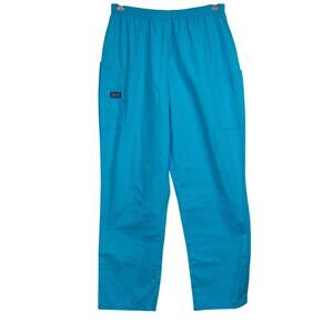 Women's Large Teal CHEROKEE Scrub Pants Poly Cotton Blend Elastic Waist